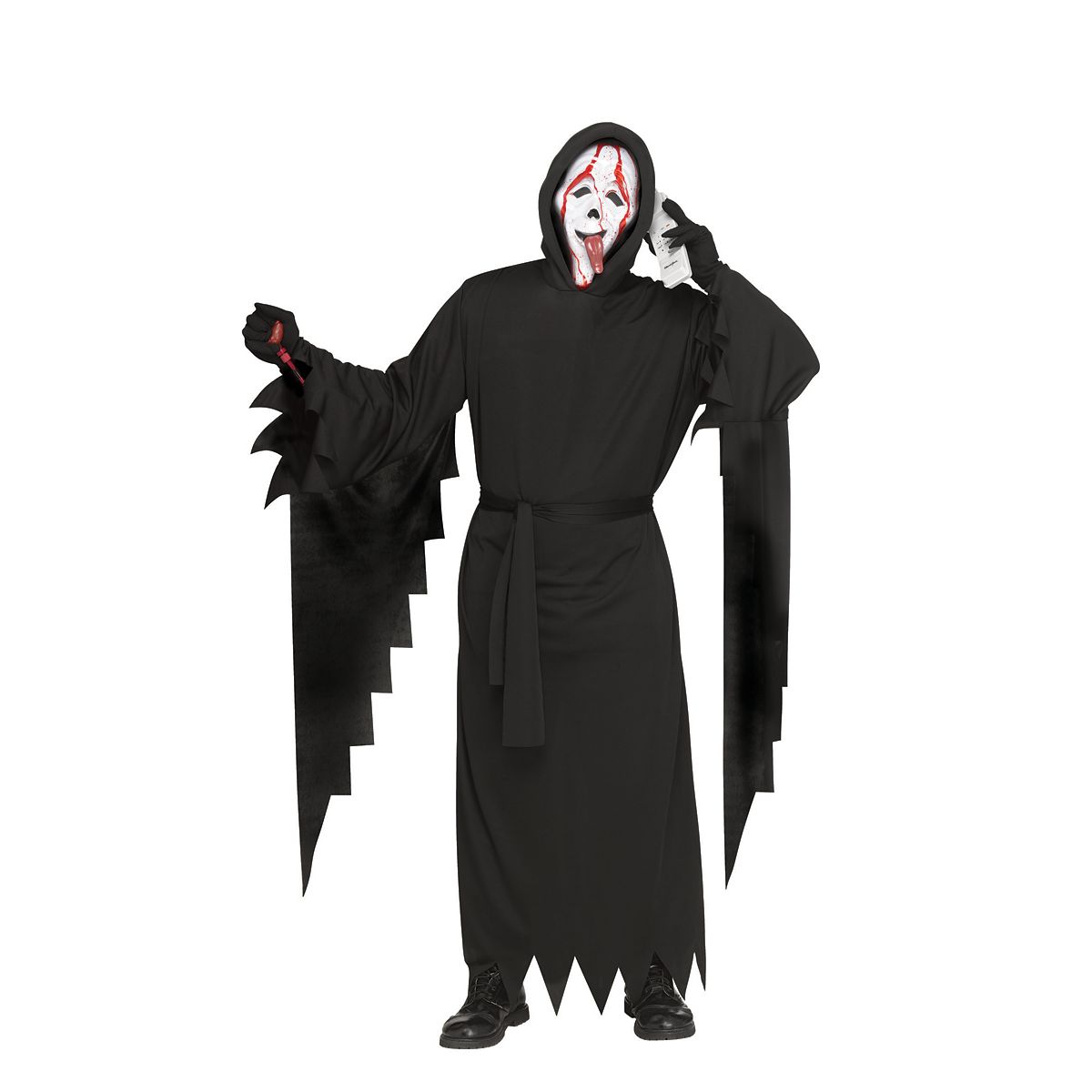 Adult Bleeding Wassup! Ghost Face Costume BLACK