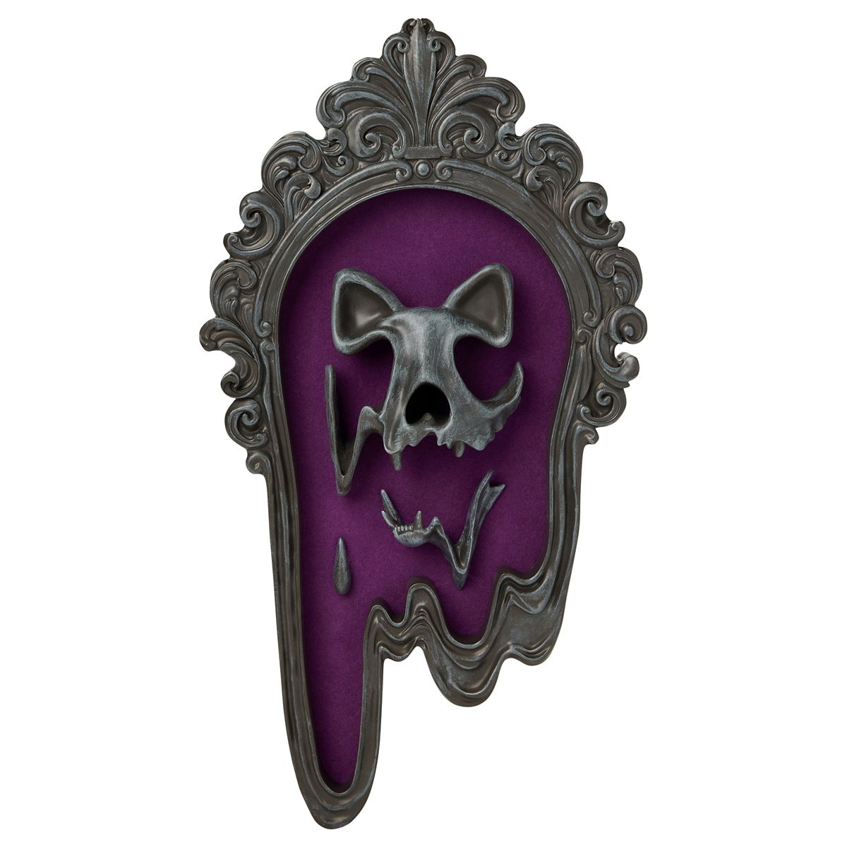 Enchanted Shadows Drippy Cat Skull Sign BLACK AND PURPLE