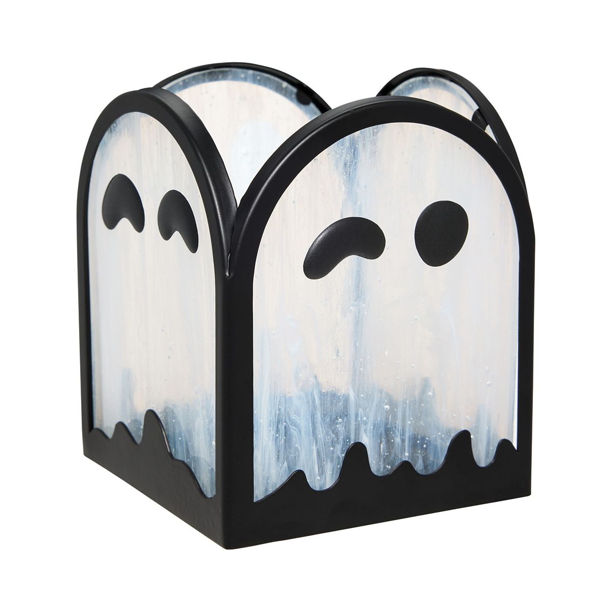 Ghost Stained Glass Votive Holder BLACK AND WHITE