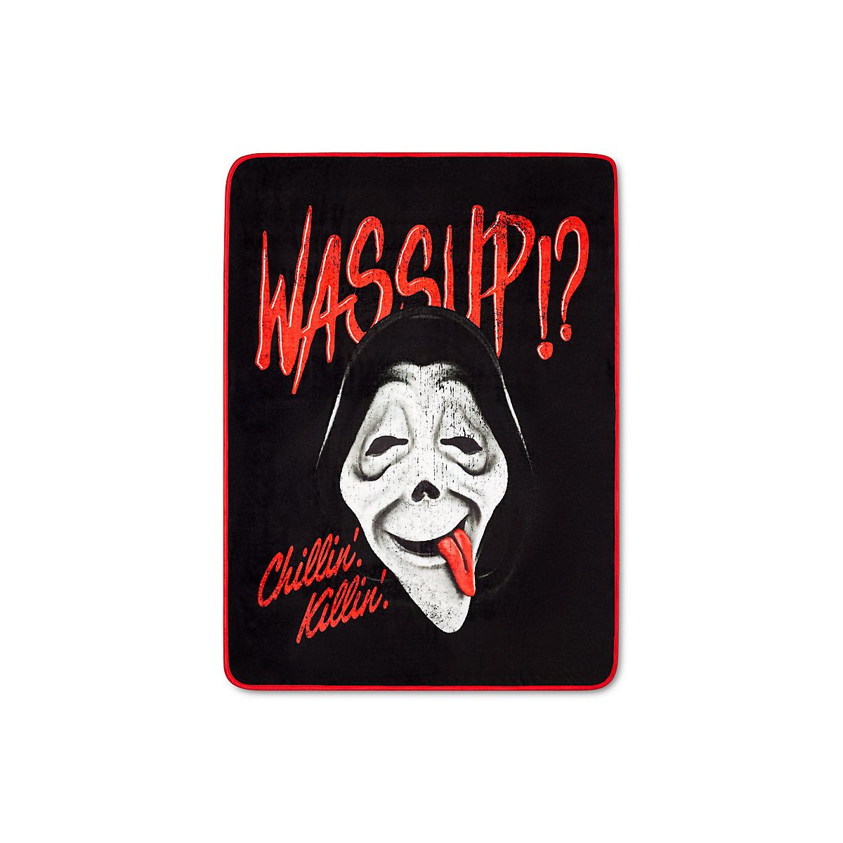 Ghost Face Wassup Fleece Blanket BLACK AND WHITE