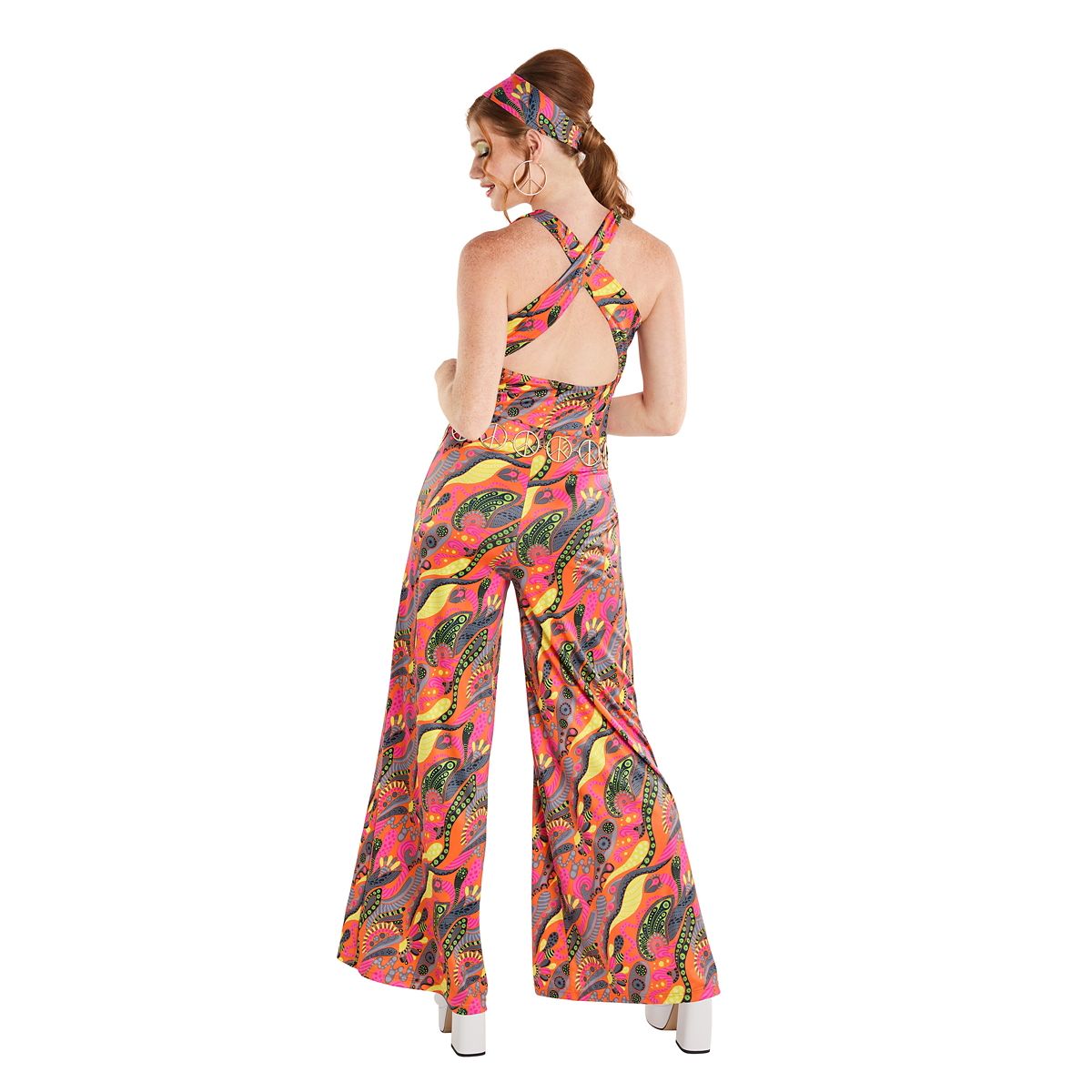 Adult 60s Hippie Jumpsuit Costume MULTI-COLOR