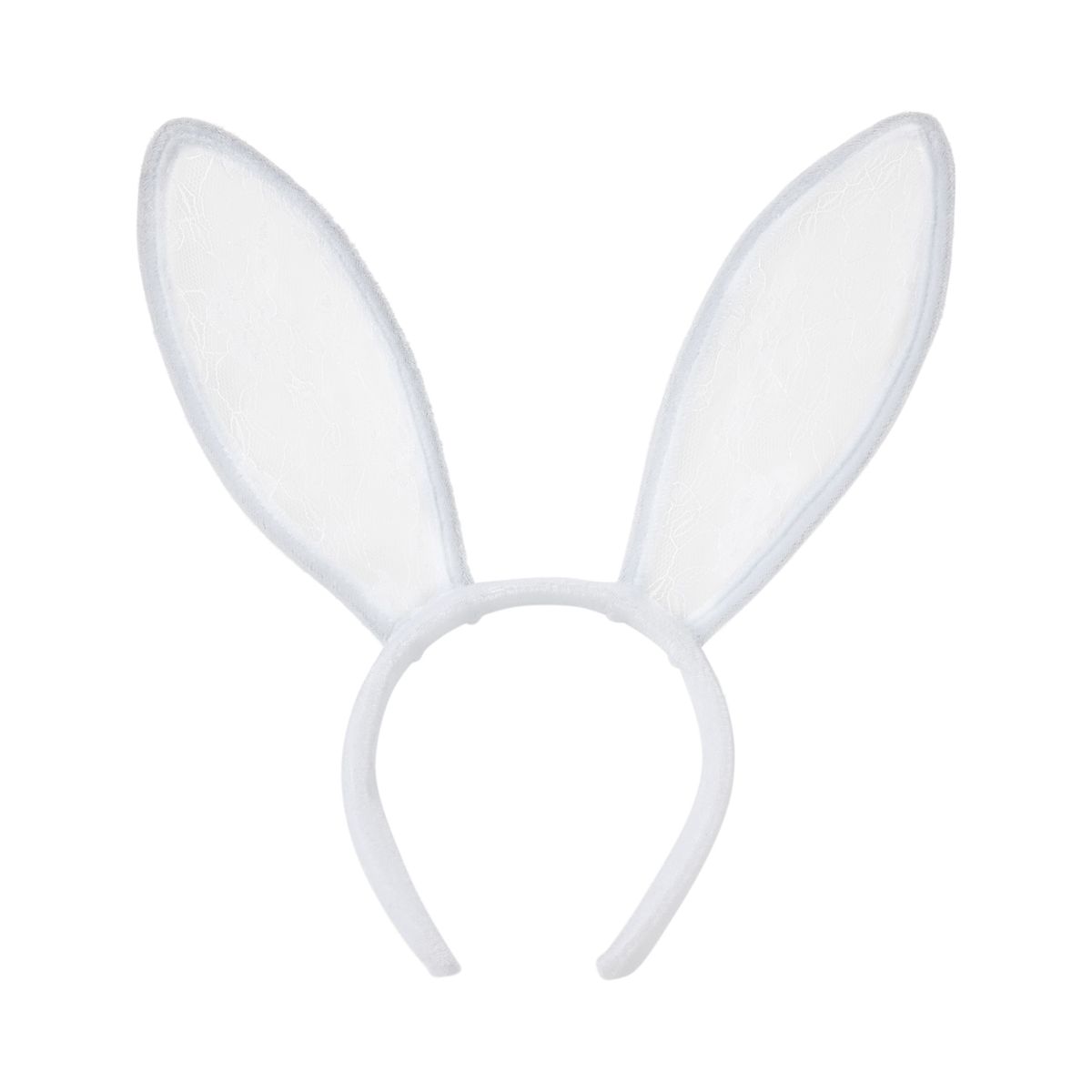 White Velour and Lace Bunny Ears WHITE
