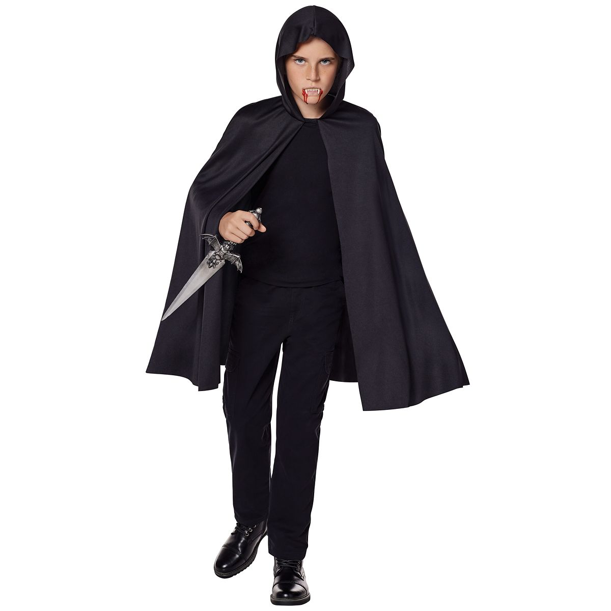 Kids Hooded Cape BLACK