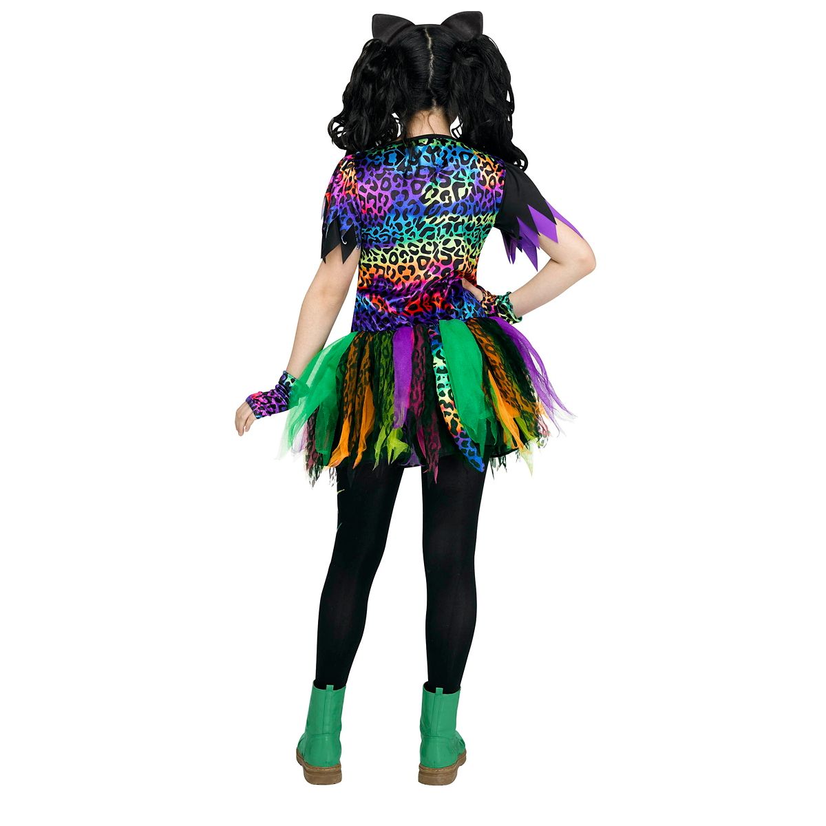 Kids Wild Rainbow Cat Costume BLACK / MULTI