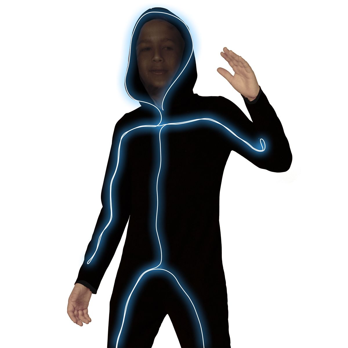 Kids Light-Up EL Wire Stick Figure Costume BLACK