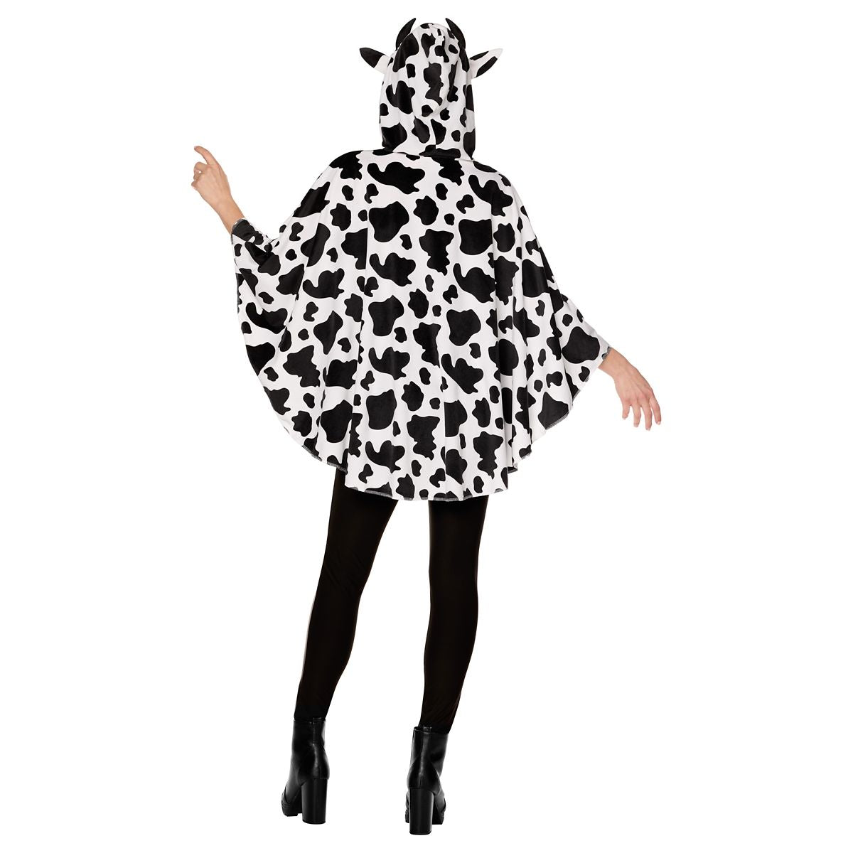 Adult Cow Print Poncho BLACK AND WHITE
