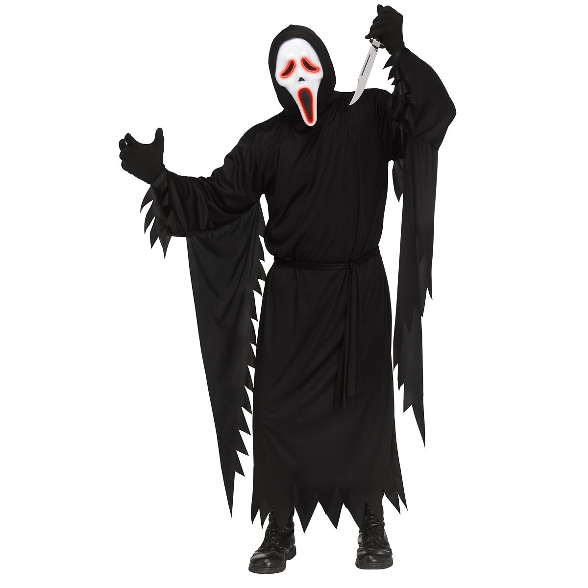 Adult Light-Up Ghost Face Costume BLACK