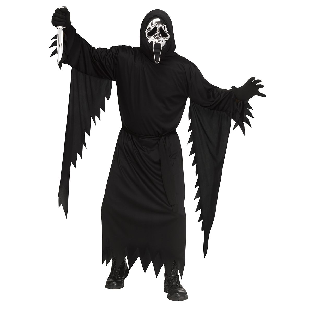 Adult Chrome Ghost Face Costume BLACK