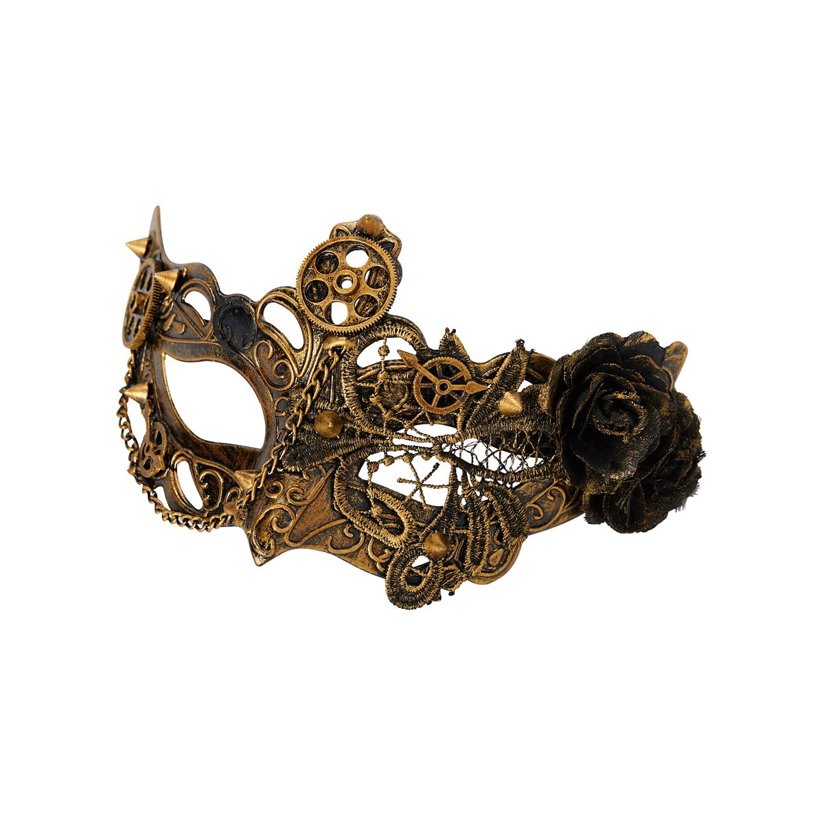 Gold Rose Steampunk Eye Half Mask GOLD