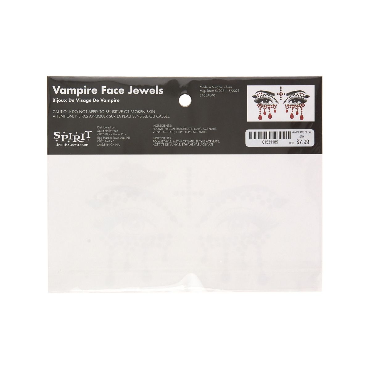 Jewel Vampire Face Decal BLACK AND RED