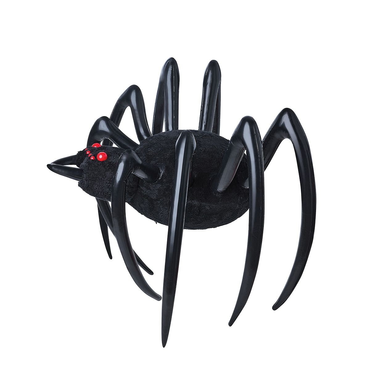 4 Ft Hanging Inflatable Furry Spider BLACK AND RED