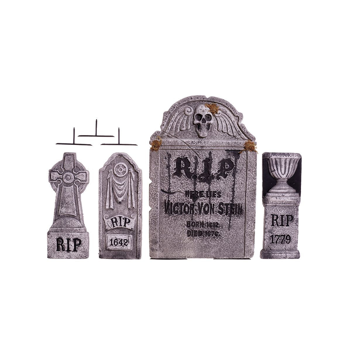 Multi-Pack Tombstone Decorations - 4 Pack GRAY