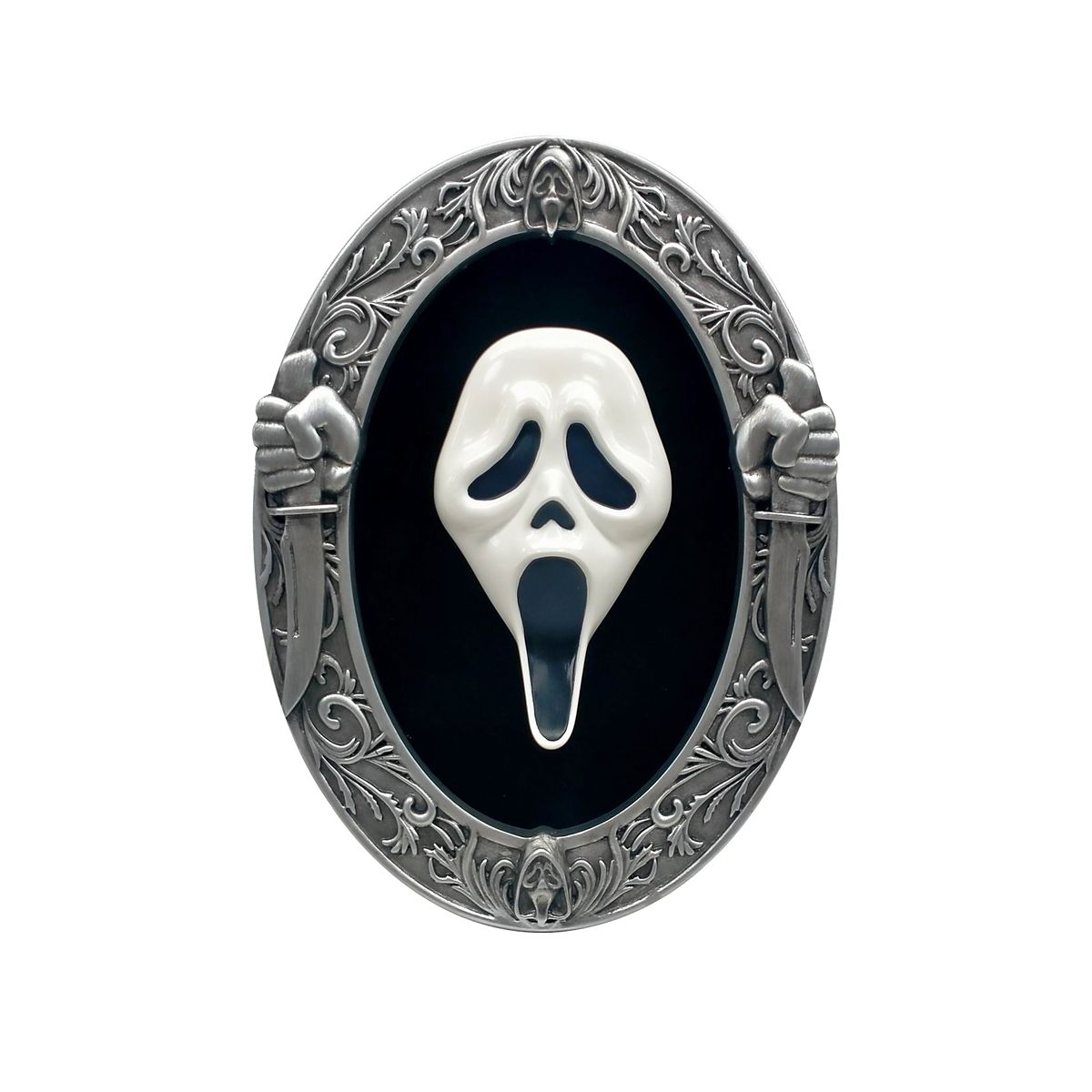 Ghost Face Tabletop Sign BLACK AND SILVER