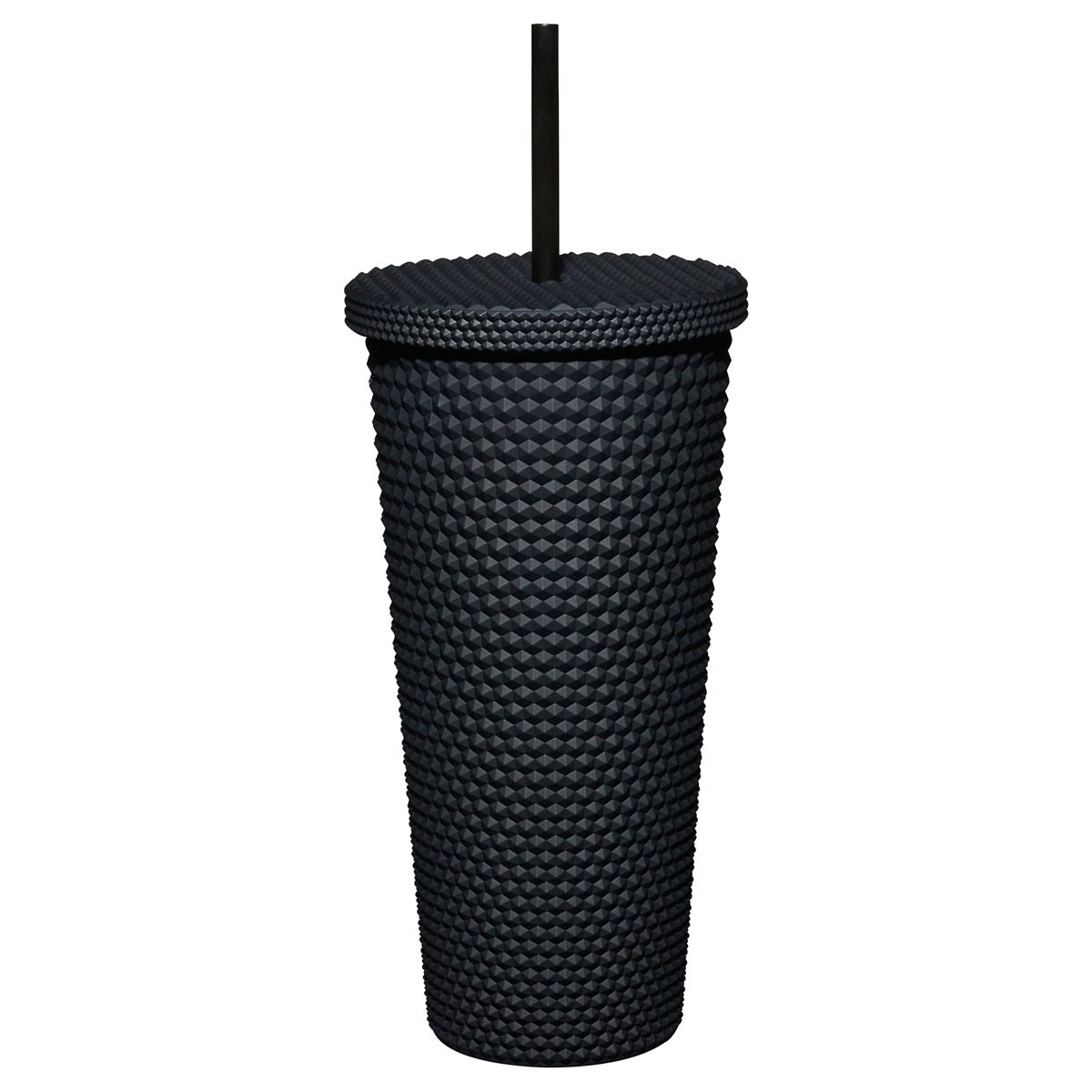 Studded Death Moth Cup with Straw - 20 oz. BLACK AND SILVER