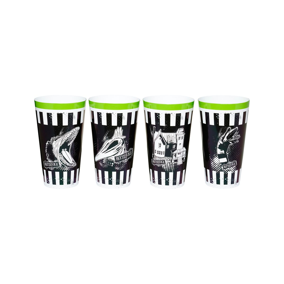 Beetlejuice Plastic Cup Set - 4 Pack BLACK AND WHITE