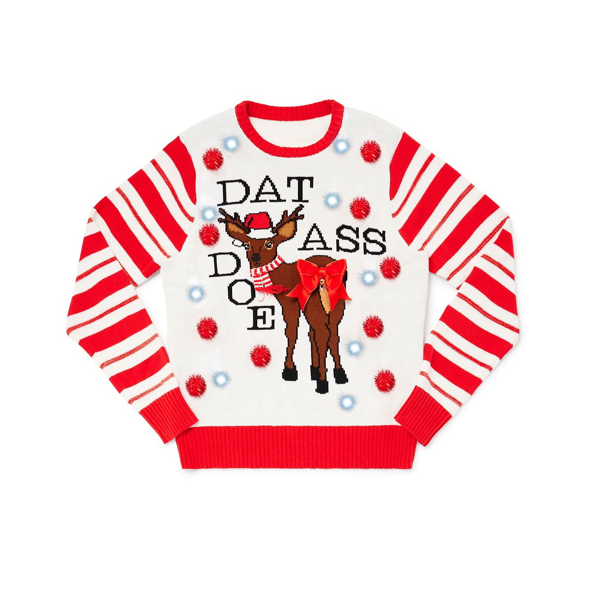 Light-Up Dat Ass Doe Christmas Sweater WHITE