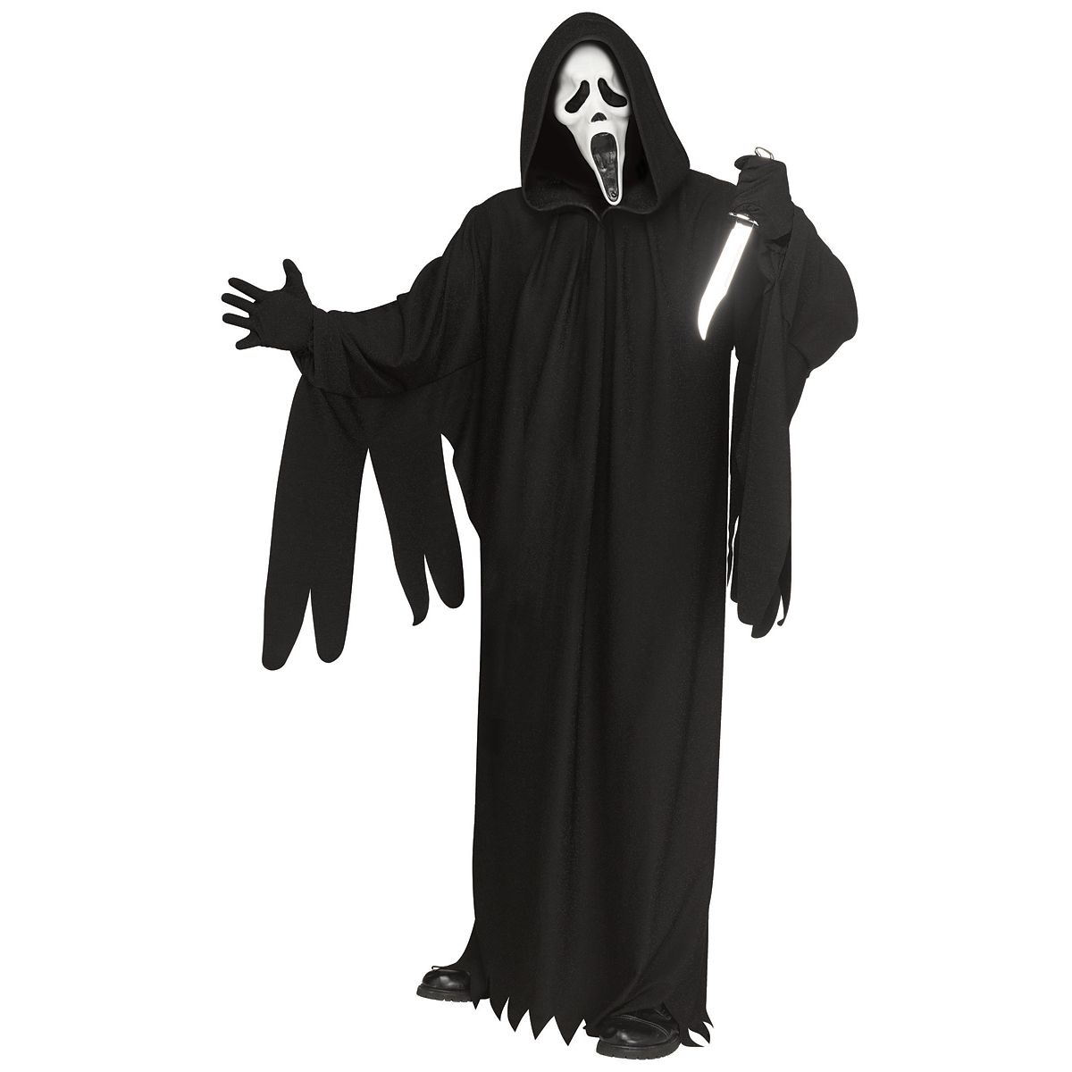 Adult 30th Anniversary Glow in the Dark Ghost Face Costume BLACK