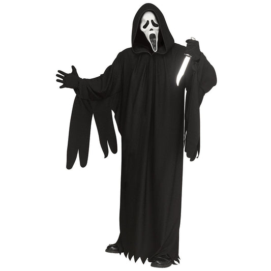 Adult 30th Anniversary Glow in the Dark Ghost Face Costume BLACK