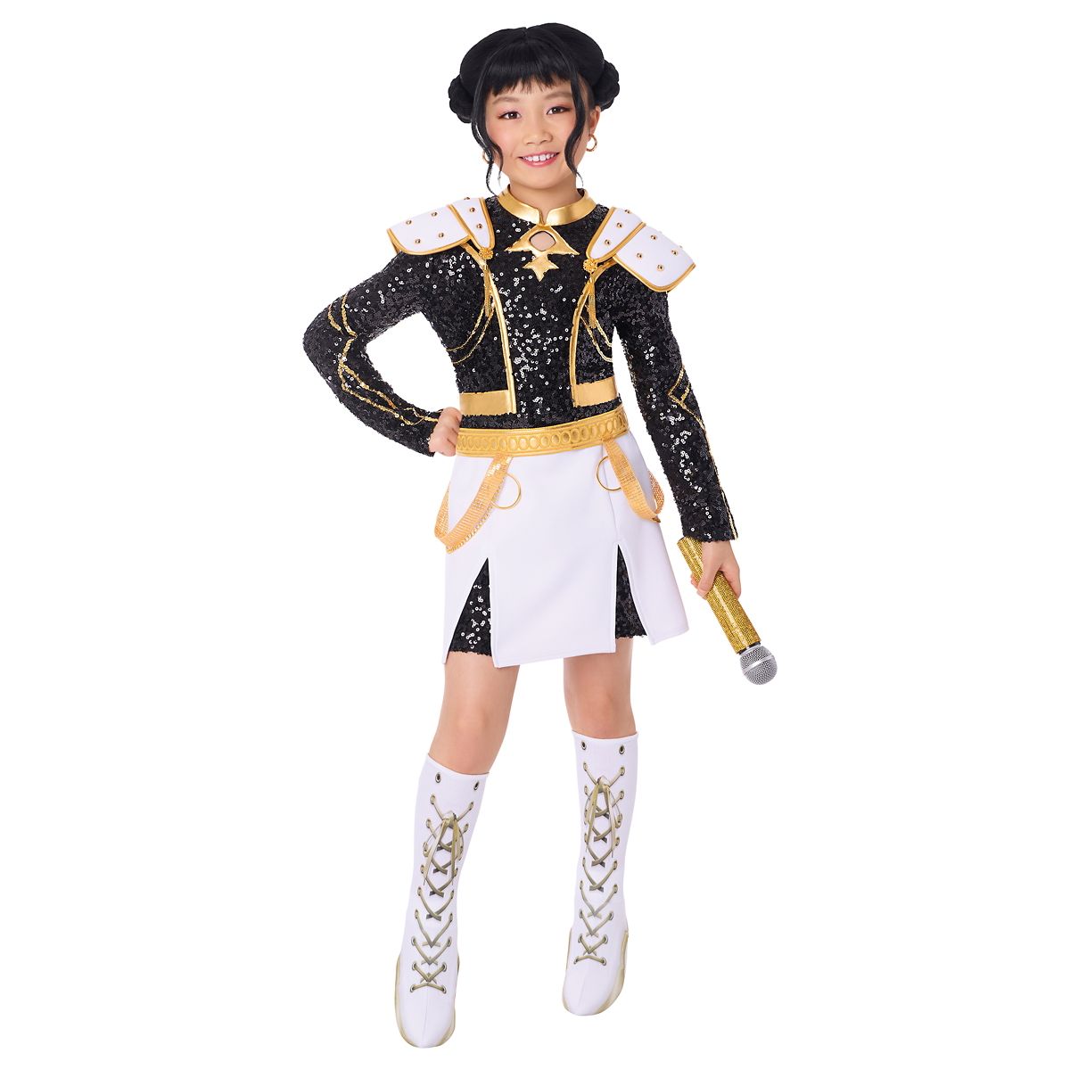 Kids Zoey Golden Dress Costume - KPop Demon Hunters BLACK AND WHITE