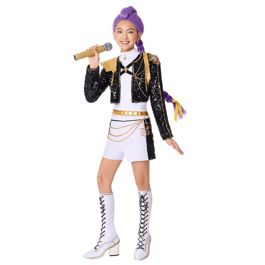 Kids Rumi Golden Dress Costume - KPop Demon Hunters BLACK AND WHITE