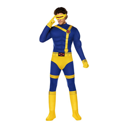 Adult Cyclops Muscle Suit Costume - X-Men '97 BLUE/YELLOW