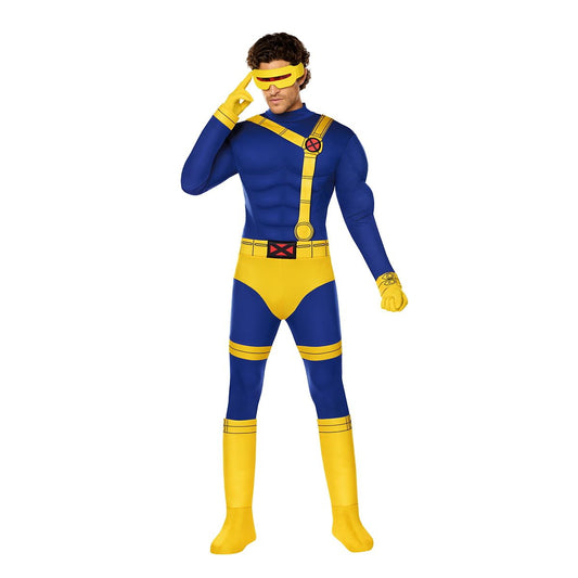 Adult Cyclops Muscle Suit Costume - X-Men '97 BLUE/YELLOW