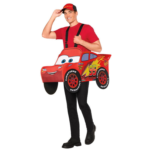 Adult Lightning McQueen Ride-Along Costume - Cars BLACK AND RED