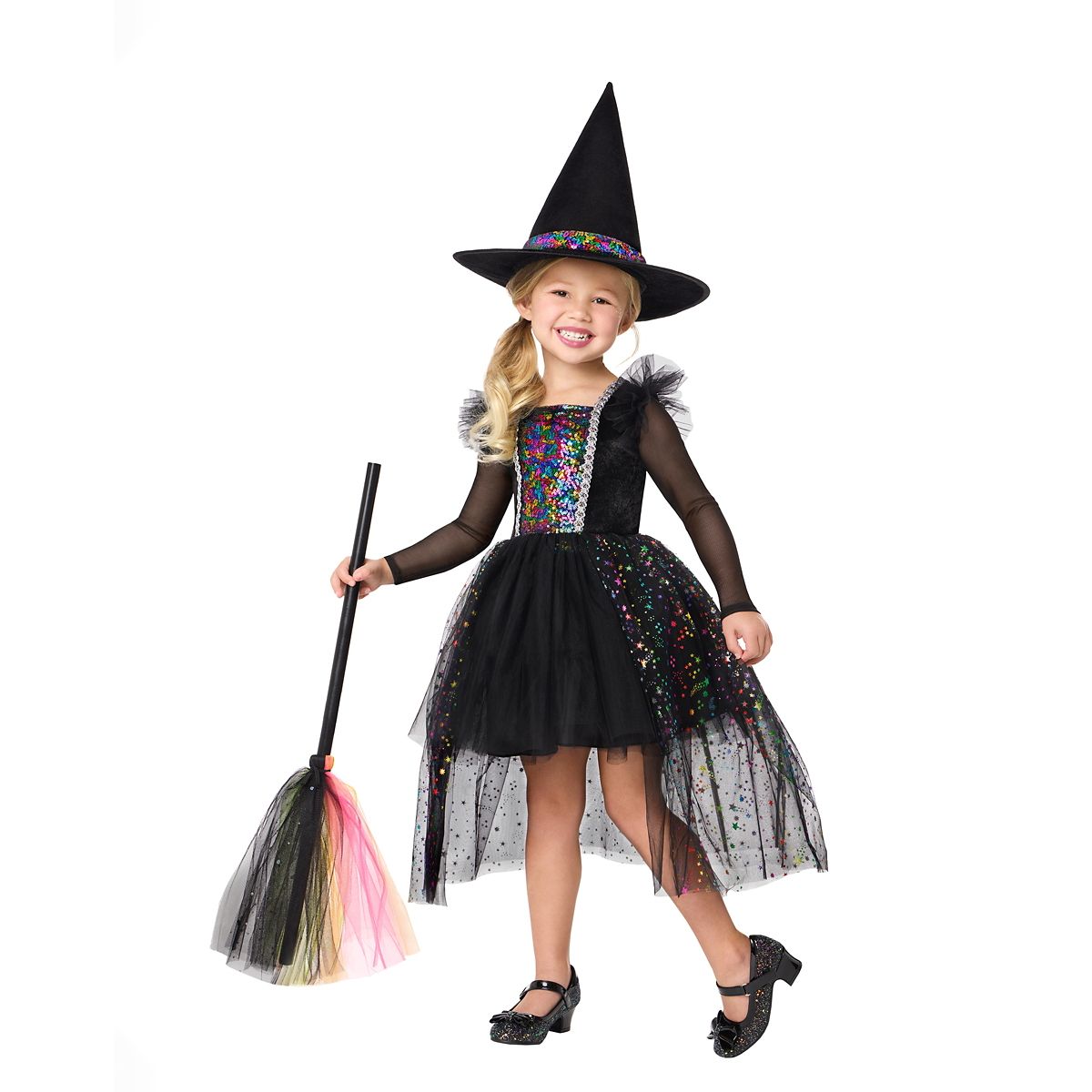 Toddler Rainbow Witch Dress Costume BLACK / MULTI