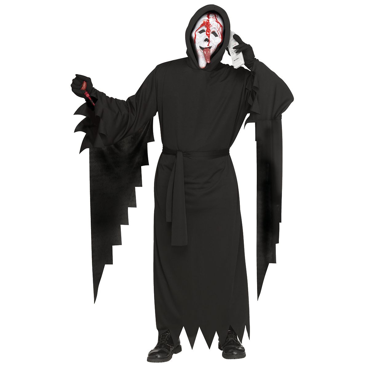 Adult Bleeding Wassup! Ghost Face Costume BLACK