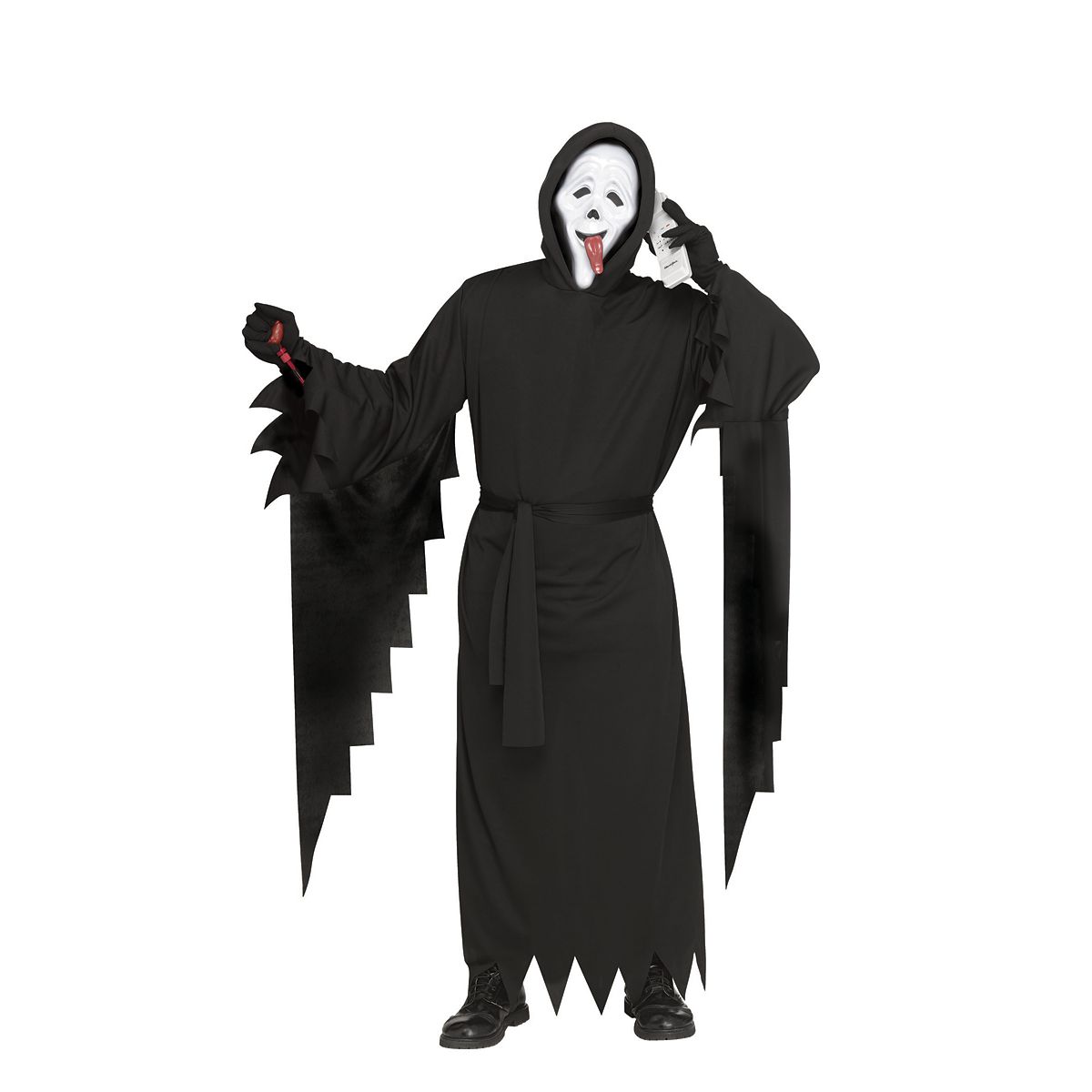 Adult Bleeding Wassup! Ghost Face Costume BLACK