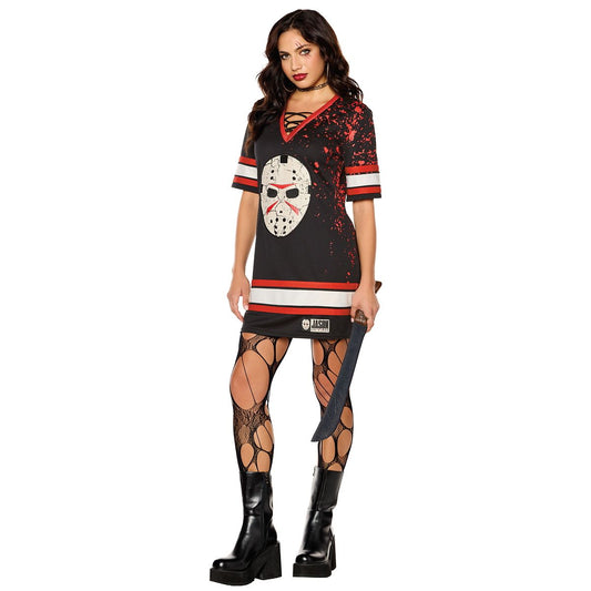 Adult Jason Voorhees Hockey Dress – Friday the 13th BLACK AND RED