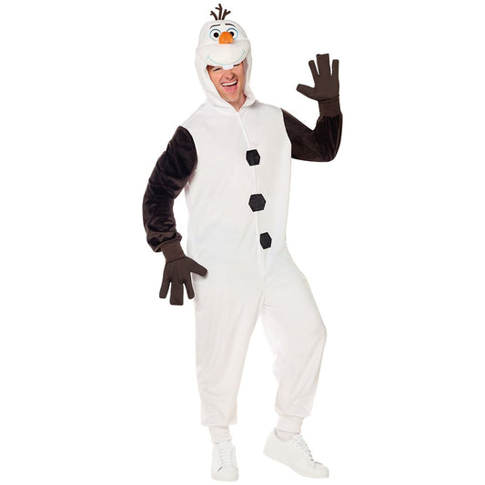 Adult Olaf Jumpsuit Costume - Frozen WHITE