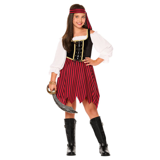 Kids Rebel Pirate Costume RED/WHITE/BLACK
