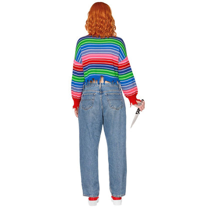 Adult Chucky Sweater and Knife Set BLUE