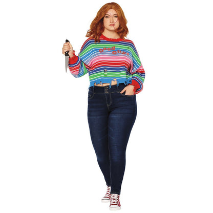 Adult Chucky Sweater and Knife Set BLUE