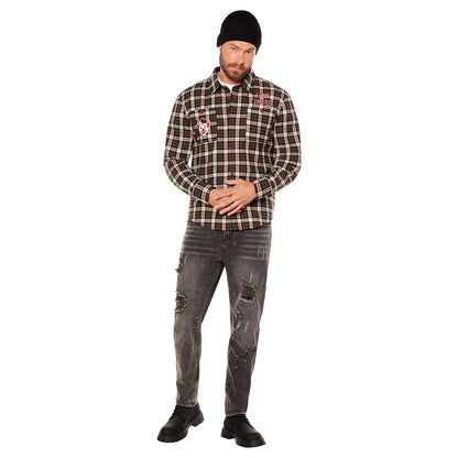 Adult Clown in a Cornfield Flannel Shirt RED