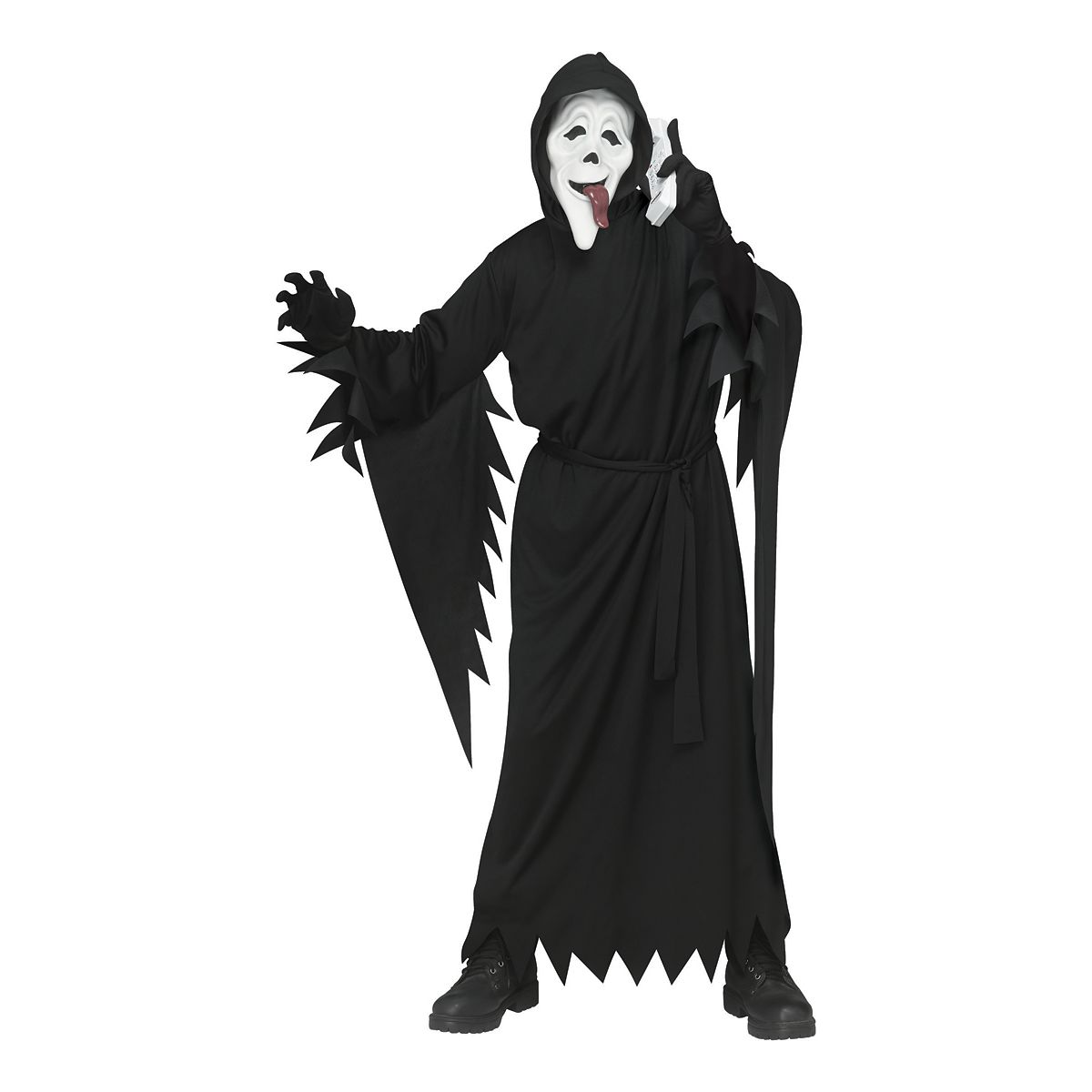 Kids Ghost Face Wassup! Hooded Robe Costume BLACK