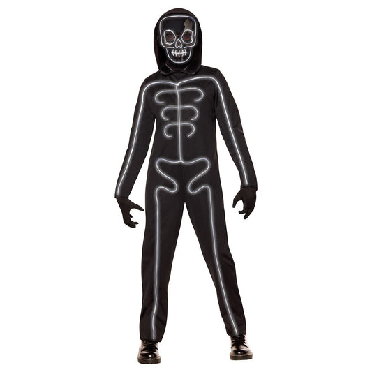 Kids Light-Up White Skeleton Stick Figure Costume BLACK