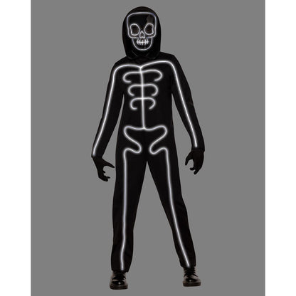 Kids Light-Up White Skeleton Stick Figure Costume BLACK