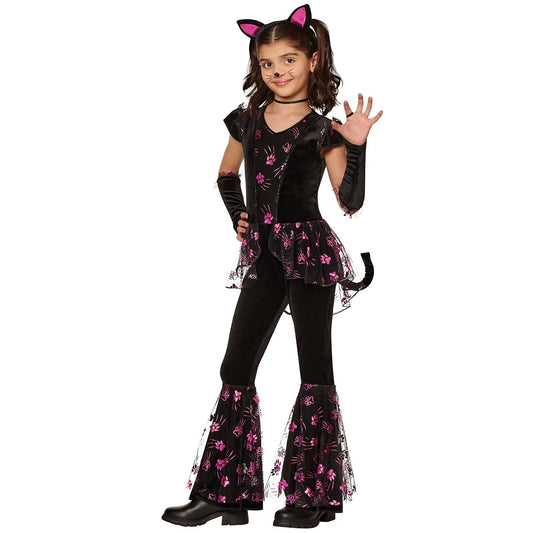 Kids Cat Flared Jumpsuit Costume BLACK