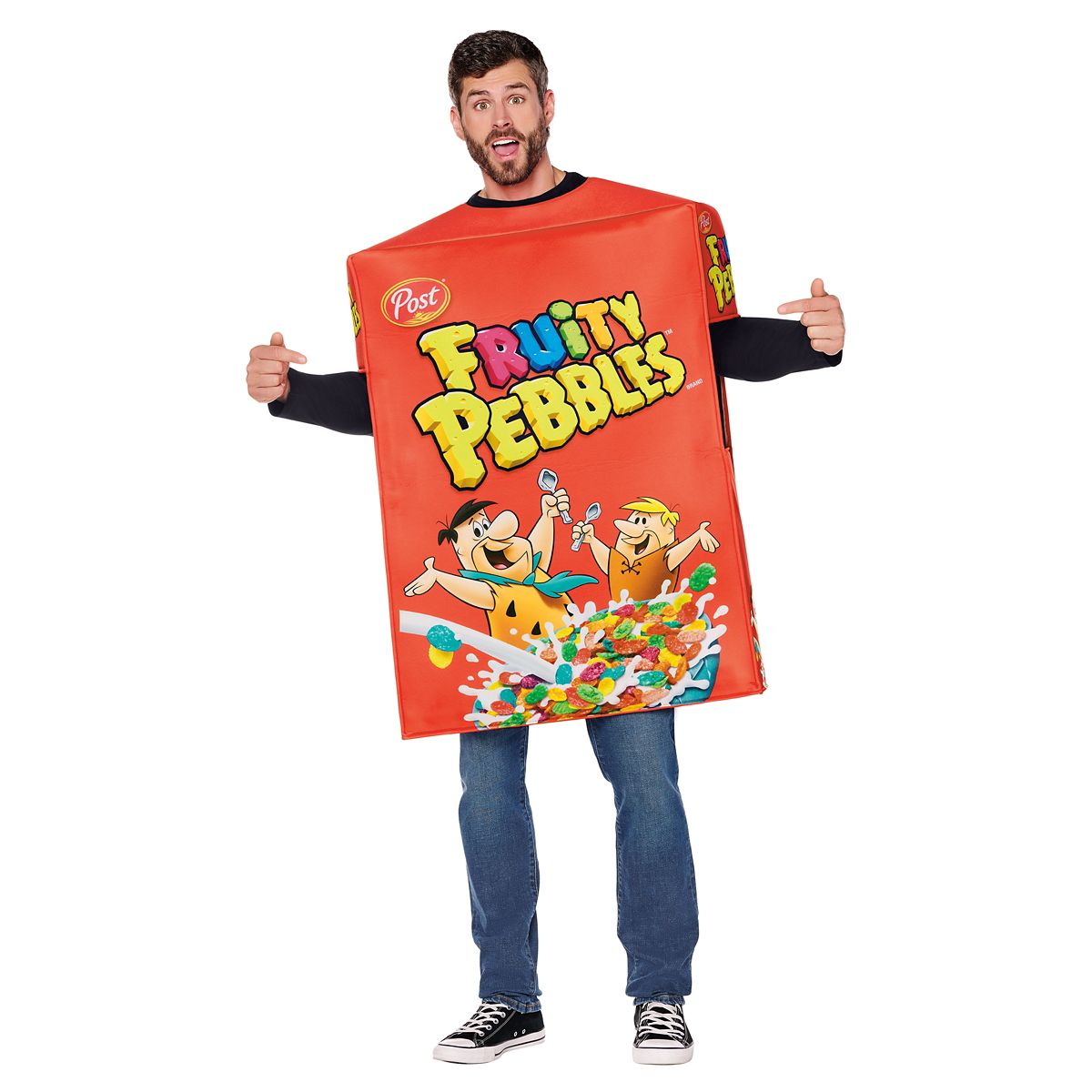 Kids Fruity Pebbles Cereal Box 3D Costume RED/YELLOW