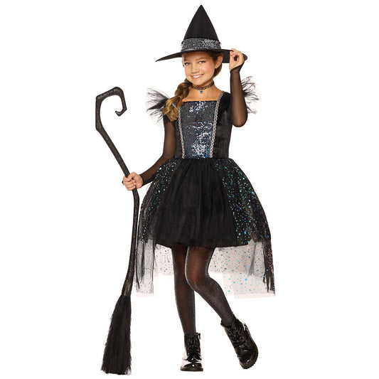 Kids Glimmer Witch Tulle Dress Costume BLACK