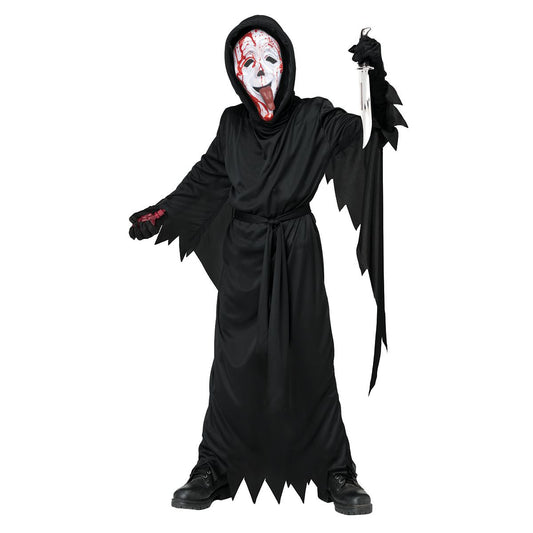 Kids Bleeding Wassup! Ghost Face Costume BLACK