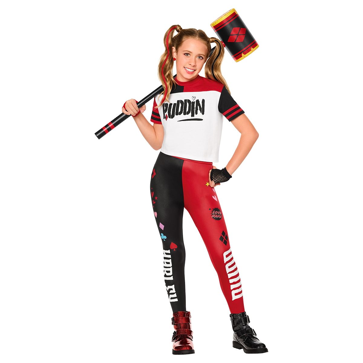 Kids Harley Quinn Puddin Costume - DC Villains BLACK/BLUE/RED