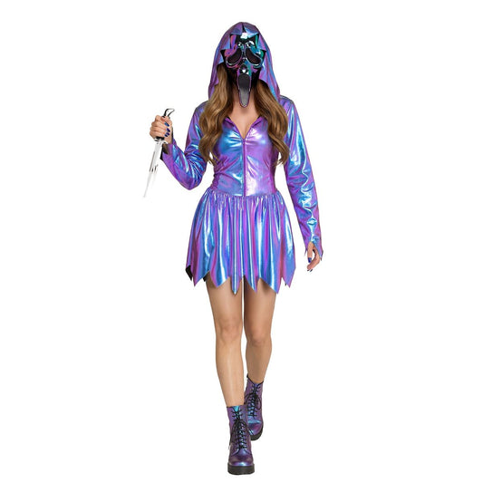 Adult Chrome Ghost Face Dress Costume MULTI-COLOR