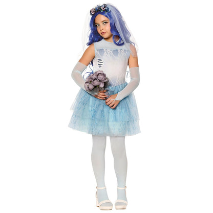Kids Emily Dress Costume - Corpse Bride BLUE / WHITE