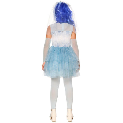 Kids Emily Dress Costume - Corpse Bride BLUE / WHITE