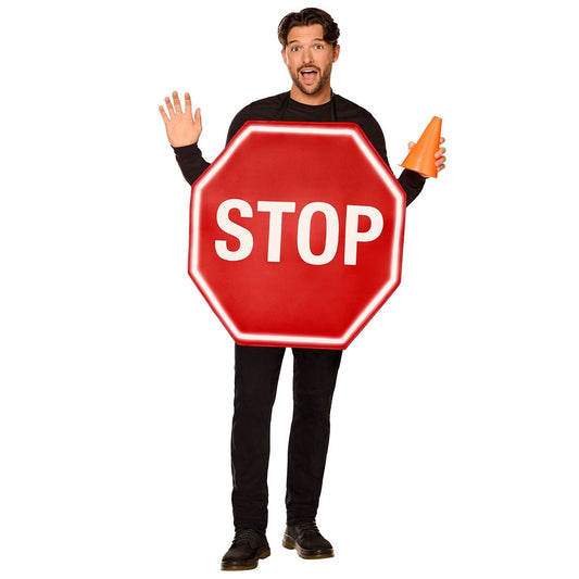 Adult Light-Up Stop Sign 3D Foam Costume RED
