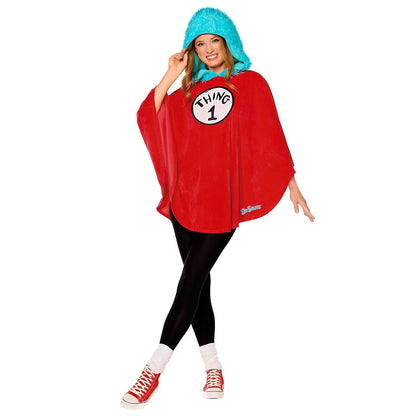 Adult Dr. Seuss Thing Poncho Costume RED / BLUE