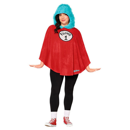Adult Dr. Seuss Thing Poncho Costume RED / BLUE
